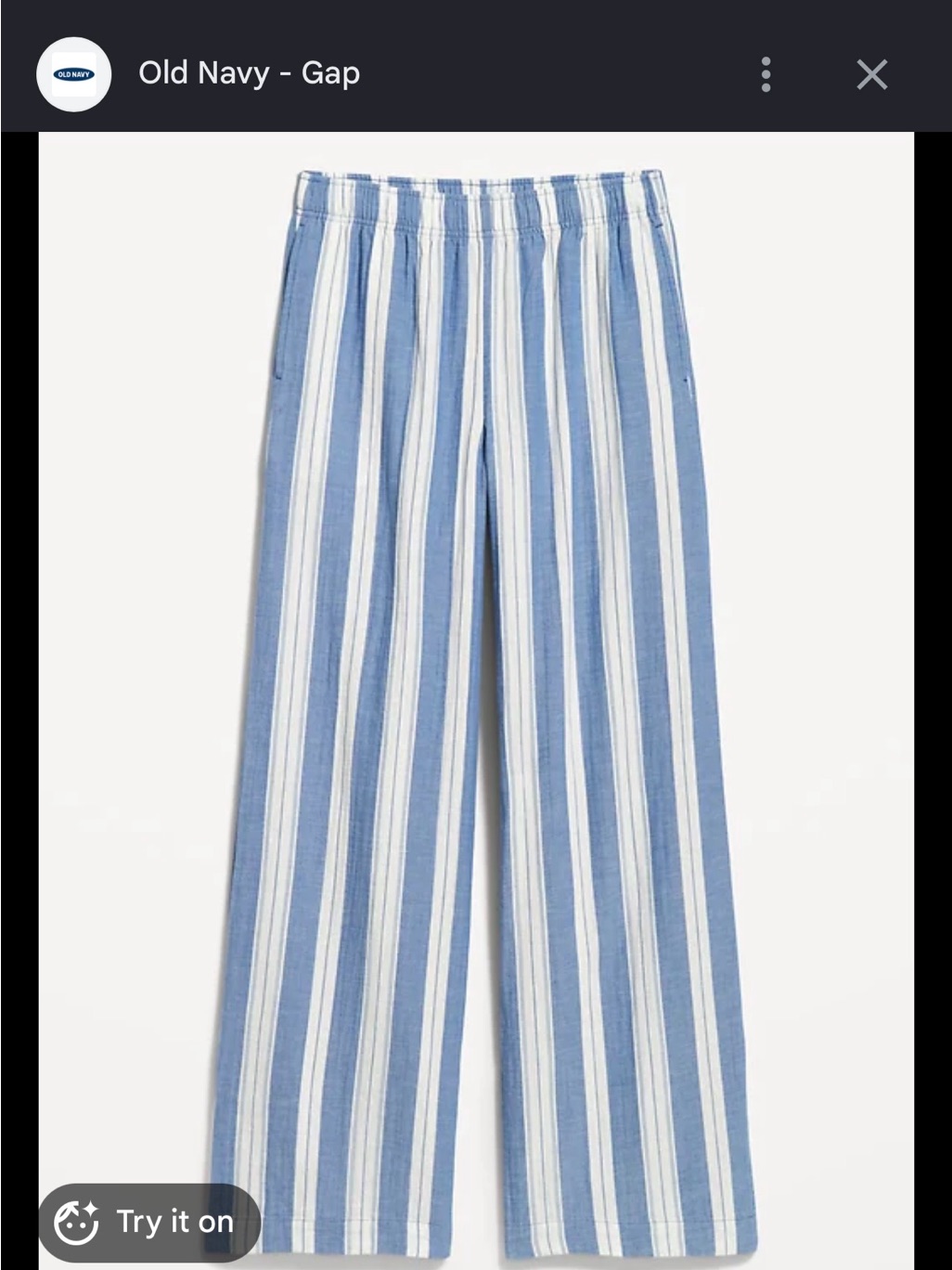 Old Navy Blue And White Vertical Stripe Wide Leg Pants